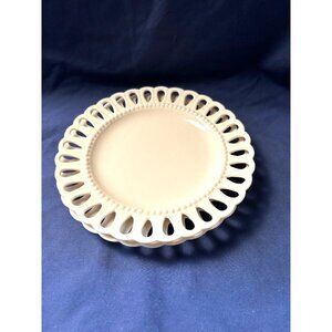 Godinger 8” White Lace Reticulated Salad Plates Set 2 Ceramic Cottage Farmhouse